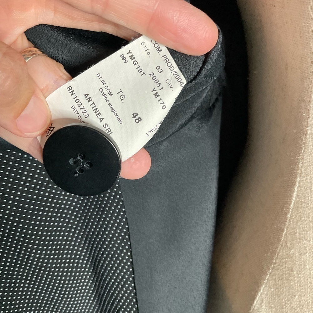 Armani Collezioni Black White Micro Stitch Button Down Peplum Blazer Size 12 - Picture 6 of 8